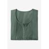 Woman Within Plus Size 7-Day Three-Quarter Sleeve Pintucked Henley Tunic(Emerald Green Magnolia)