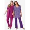 Woman Within Plus Size 7-Day Three-Quarter Sleeve Pintucked Henley Tunic(Emerald Green Magnolia)