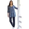 Woman Within Plus Size 7-Day Three-Quarter Sleeve Pintucked Henley Tunic(Radiant Purple Flower Garden)