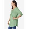 Woman Within Plus Size 7-Day Three-Quarter Sleeve Pintucked Henley Tunic(Sage)