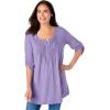 Woman Within Plus Size 7-Day Three-Quarter Sleeve Pintucked Henley Tunic(Sage Pretty Bouquet)