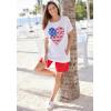 Woman Within Plus Size Americana Kangaroo Pocket Tee(Heather Grey Americana Butterfly)