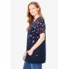 Woman Within Plus Size Americana Kangaroo Pocket Tee(Navy Falling Star)