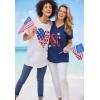 Woman Within Plus Size Americana Kangaroo Pocket Tee(Navy Falling Star)