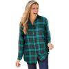 Woman Within Plus Size Classic Flannel Shirt(Midnight Plum Plaid)