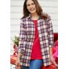Woman Within Plus Size Classic Flannel Shirt(Pink Green Plaid)