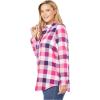 Woman Within Plus Size Classic Flannel Shirt(Red Fun Plaid)