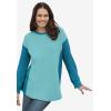Woman Within Plus Size Colorblock Scoopneck Thermal Sweatshirt(Pink Heather Charcoal)
