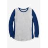 Woman Within Plus Size Colorblock Scoopneck Thermal Sweatshirt(Pink Heather Charcoal)