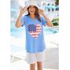 Woman Within Plus Size Cuffed Americana Print Tee(Americana Tie Dye Flag)