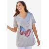 Woman Within Plus Size Cuffed Americana Print Tee(Americana Tie Dye Flag)