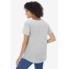 Woman Within Plus Size Cuffed Americana Print Tee(Heather Grey Americana Butterfly)
