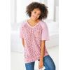 Woman Within Plus Size Elbow Sleeve V-Neck Baseball Tee(Navy Lilac Butterflies)
