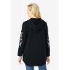 Woman Within Plus Size Embroidered Hoodie Sweatshirt(Black Embroidery)
