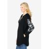 Woman Within Plus Size Embroidered Hoodie Sweatshirt(Black Embroidery)