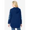 Woman Within Plus Size Embroidered Hoodie Sweatshirt(Evening Blue Embroidery)