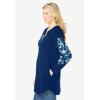 Woman Within Plus Size Embroidered Hoodie Sweatshirt(Evening Blue Embroidery)