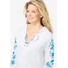 Woman Within Plus Size Embroidered Hoodie Sweatshirt(White Embroidery)