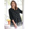 Woman Within Plus Size Embroidered Pintuck Tunic(Black Eyelet Embroidery)