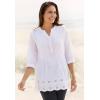 Woman Within Plus Size Embroidered Pintuck Tunic(Deep Claret Eyelet Embroidery)