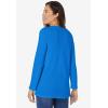 Woman Within Plus Size Embroidered Thermal Henley Tee(Bright Cobalt Vine Embroidery)
