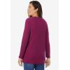 Woman Within Plus Size Embroidered Thermal Henley Tee(Deep Claret Vine Embroidery)