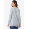 Woman Within Plus Size Embroidered Thermal Henley Tee(Heather Grey Vine Embroidery)