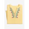 Woman Within Plus Size Embroidered Thermal Henley Tee(Pale Seafoam Vine Embroidery)