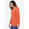 Woman Within Plus Size Embroidered Thermal Henley Tee(Pumpkin Vine Embroidery)