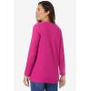 Woman Within Plus Size Embroidered Thermal Henley Tee(Raspberry Vine Embroidery)