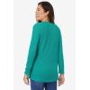 Woman Within Plus Size Embroidered Thermal Henley Tee(Waterfall Vine Embroidery)