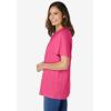 Woman Within Plus Size Eyelet Henley Tee(Peony Petal)