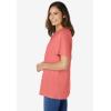 Woman Within Plus Size Eyelet Henley Tee(Sweet Coral)