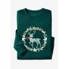 Woman Within Plus Size Fleece Holiday Sweatshirt(Black Multi Presents)