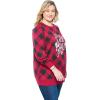 Woman Within Plus Size Fleece Holiday Sweatshirt(Vivid Red Dancing Penguin)
