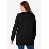 Woman Within Plus Size Fleece Sweatshirt(Black Floral Vine Embroidery)