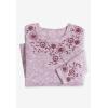 Woman Within Plus Size Floral Embroidered Sweatshirt Tee(Black Marled Embroidery)