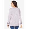 Woman Within Plus Size Floral Embroidered Sweatshirt Tee(Deep Claret Marled Embroidery)