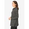 Woman Within Plus Size French Terry Quarter-Zip Sweatshirt(Black Marled)