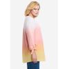 Woman Within Plus Size French Terry Tie-Sleeve Sweatshirt(Banana Ombre)