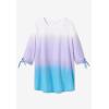 Woman Within Plus Size French Terry Tie-Sleeve Sweatshirt(Banana Ombre)