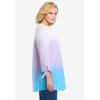 Woman Within Plus Size French Terry Tie-Sleeve Sweatshirt(Paradise Blue Ombre)