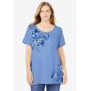 Woman Within Plus Size Graphic Tee(Pretty Violet Falling Hearts)