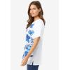 Woman Within Plus Size Graphic Tee(White Blue Floral)