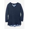 Woman Within Plus Size Layered Look Sweatshirt(Emerald Green Plaid)