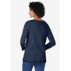 Woman Within Plus Size Layered-Look Lace Trim Tee(Navy)