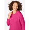 Woman Within Plus Size Longer-Length Hoodie Sweatshirt.(Raspberry Sorbet)