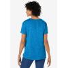 Woman Within Plus Size Marled Cuffed-Sleeve Tee(Dark Vibrant Blue Marled)