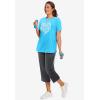 Woman Within Plus Size Marled Cuffed-Sleeve Tee(French Blue Lace Flower)