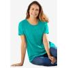Woman Within Plus Size Marled Cuffed-Sleeve Tee(Grass Butterfly)